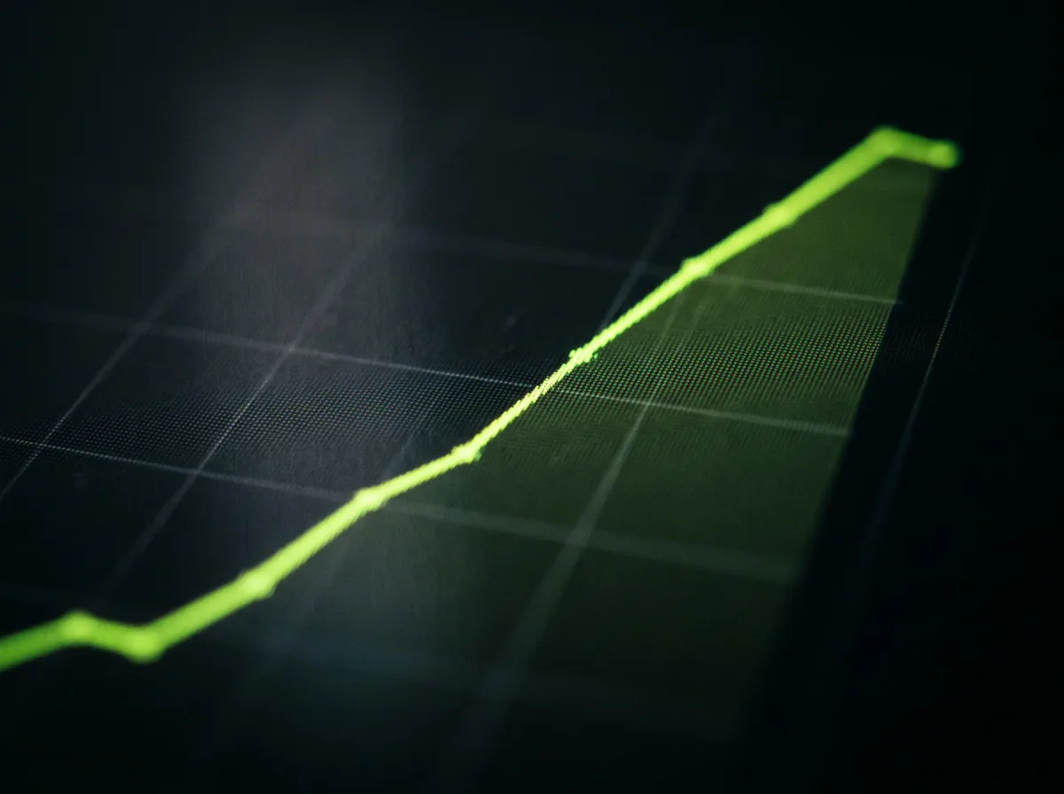Gráfico com linha verde em alta no painel de métricas do site